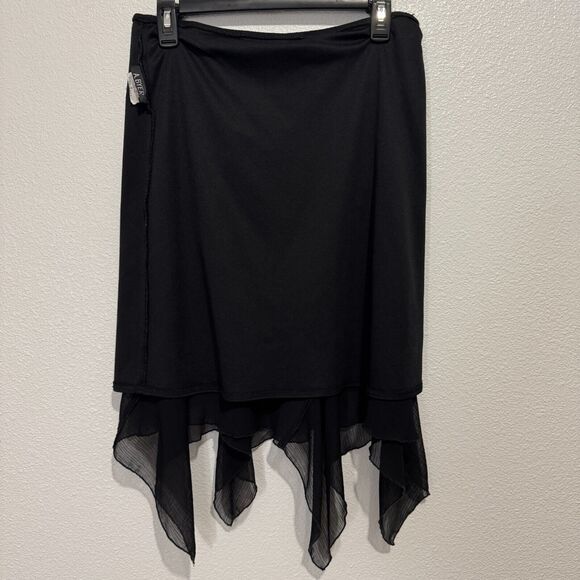 A. Beyer Vintage Y2K  Women Black Drape Goth Handkerchief Hem Skirt Medium USA - Picture 13 of 15
